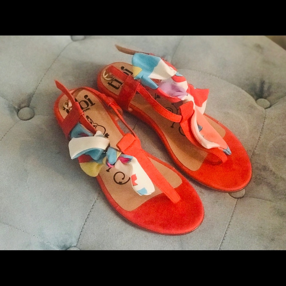 🔹NWT Tibi Leather Sandals w/ multicolor bow ties